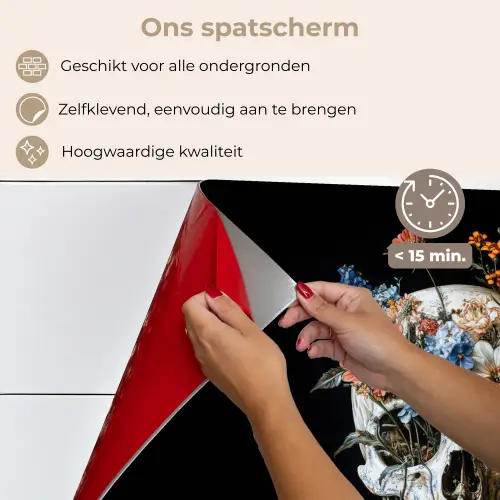 Bloemen - Schedel - Kleurrijk keuken achterwand spatscherm klein -spatscherm_NL