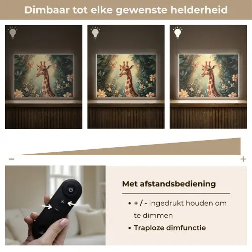 Giraffe - Jungle - Bloemen Light Box met batterij (Wandlamp kind) middel -USP_dimbaarNL