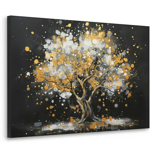 Boom - Zwart - Goud - Wit - Modern Textielframe - compleet frame klein -3d