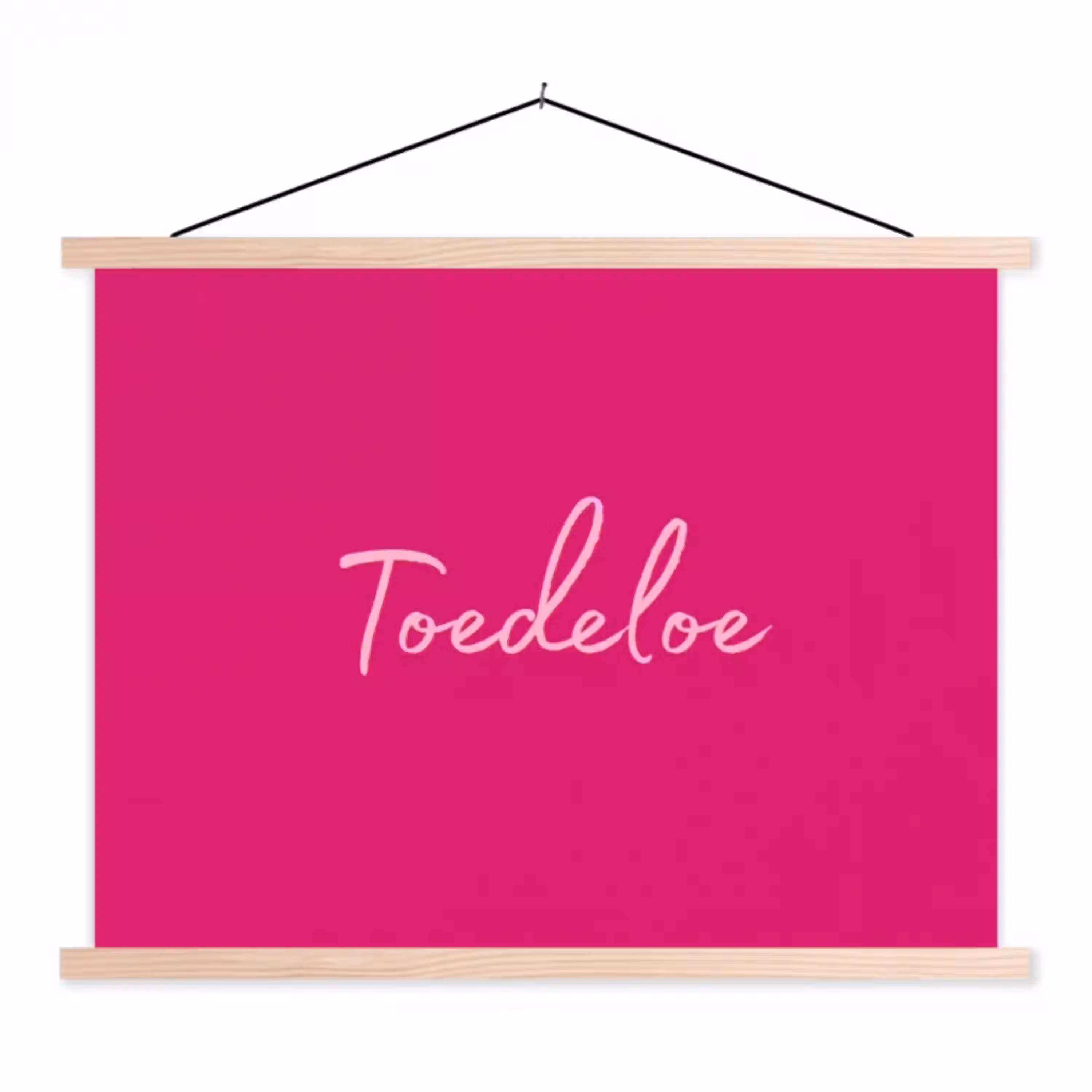 Toedeloe - Roze textielposter latten blank klein -3d