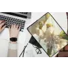 Bloesems - Wit - Zonnestralen -  Bloemblaadjes laptophoes neopreen klein -bureau