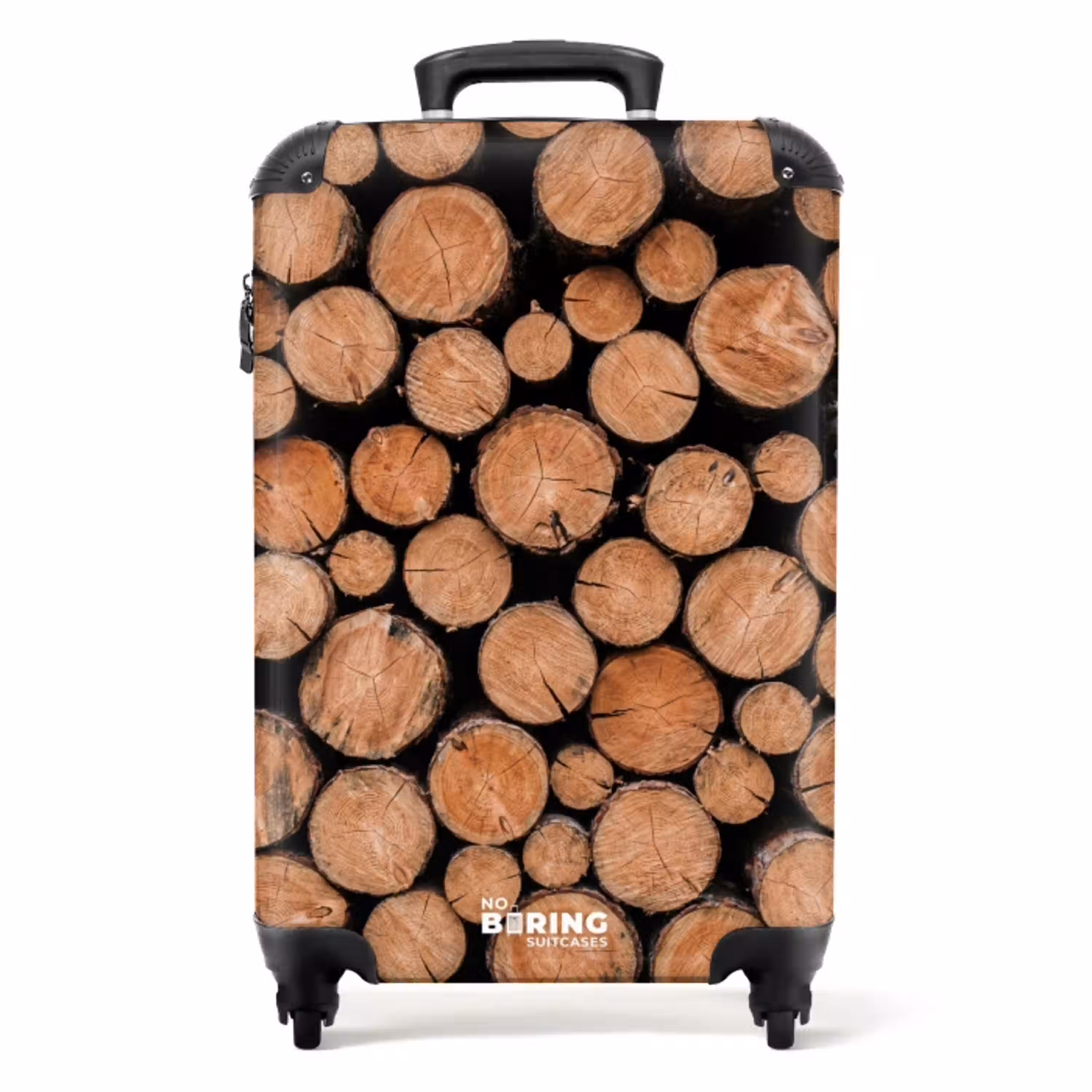 Houtblokken - Textuur - Patroon - Bruin - Rustiek NBS - Handbagage koffer - Volwassenen Unisex middel -productfoto_recht