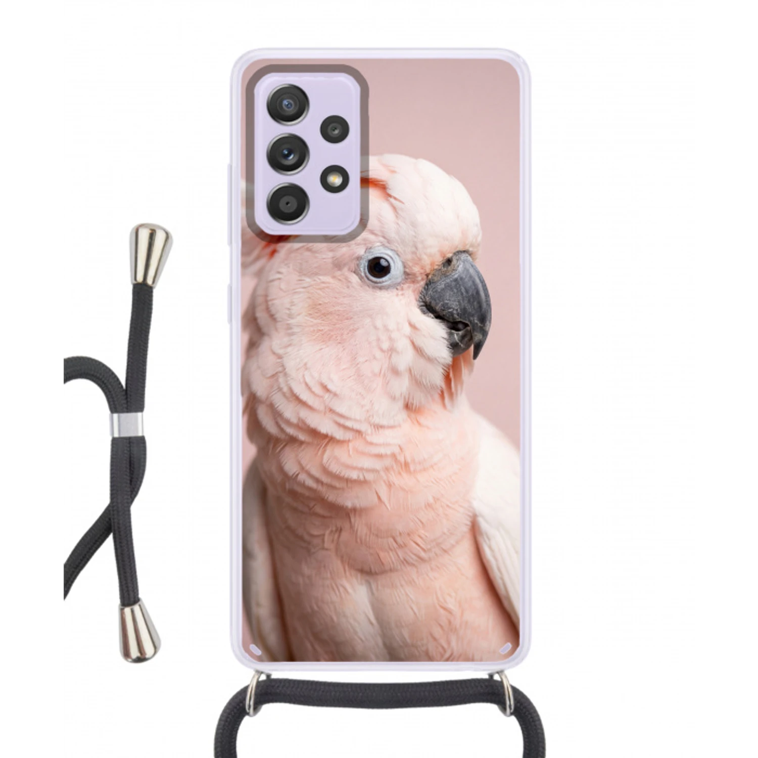 Kaketoe - Portret - Roze Hoesje Samsung Galaxy A52 5G met koord klein -3d