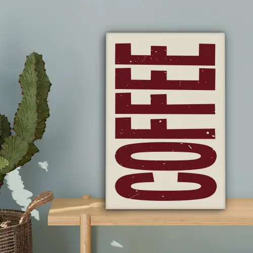Koffie -Japandi - Rood - Vintage canvas 2cm klein -sfeer4