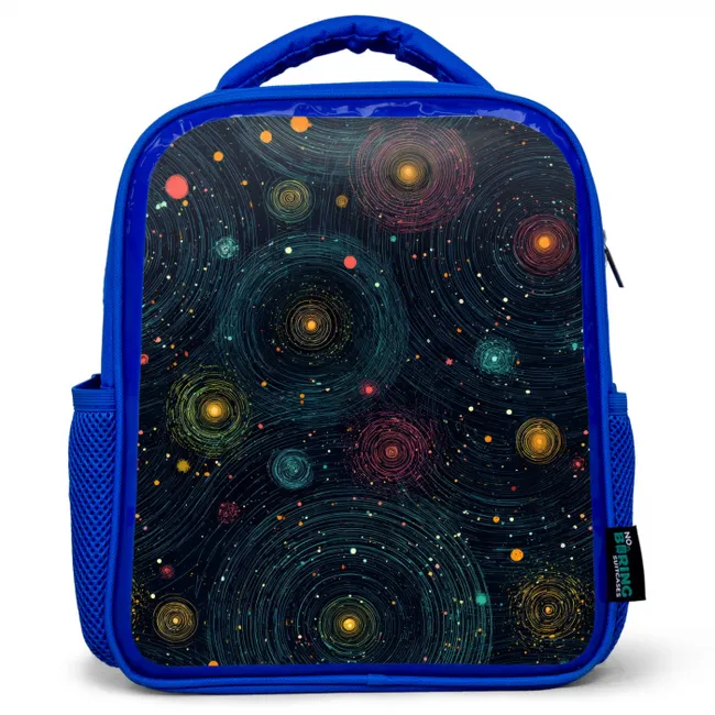 Sterren - Kleurrijk - Lichtgevende kernen Kinderrugzak - Blauw middel -3d