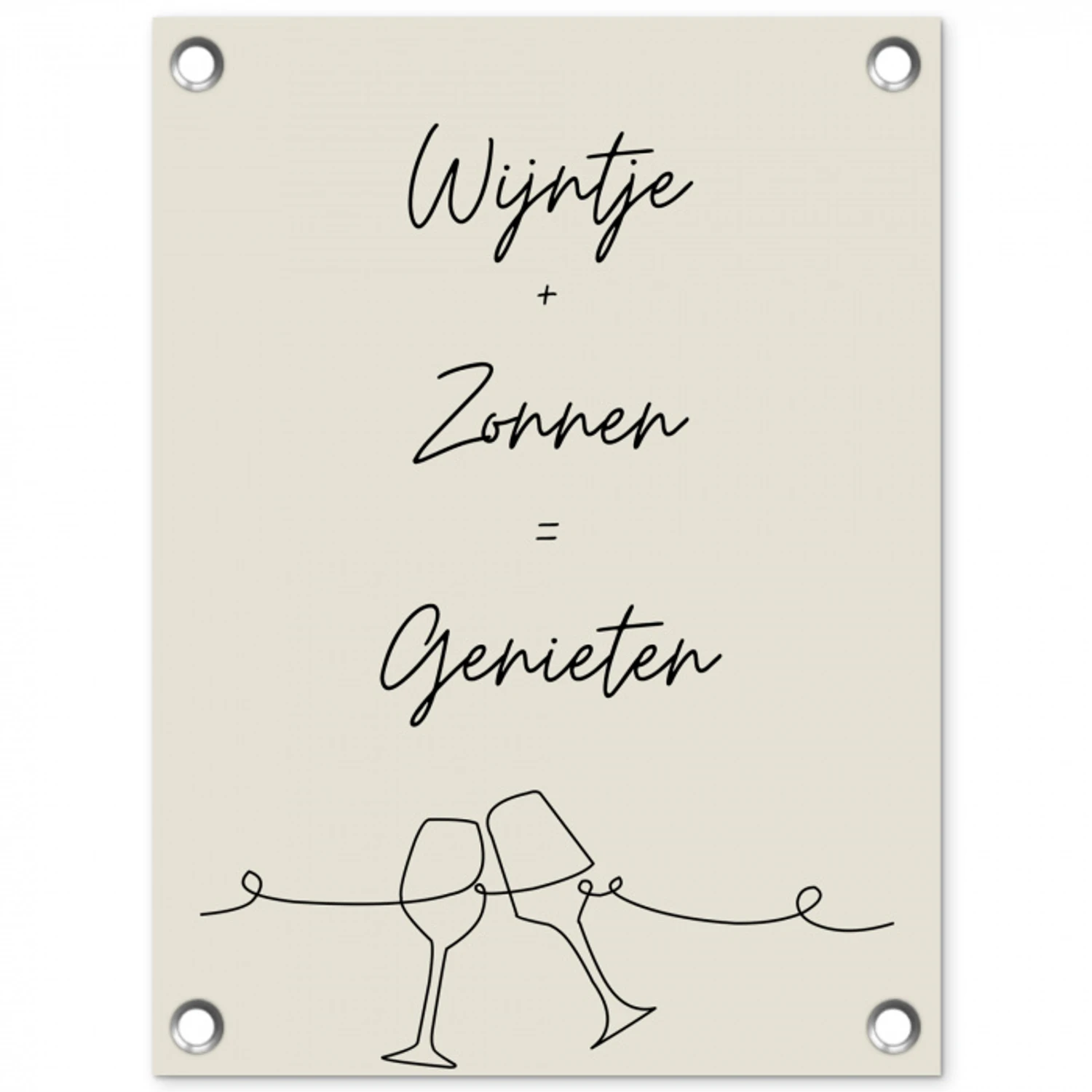 Wijn en Zonnen tuinposter los doek klein -3d