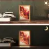 Marmer - Rood - Goud - Modern - Abstract Light Box met kabel (Tafellamp) klein -sfeer3