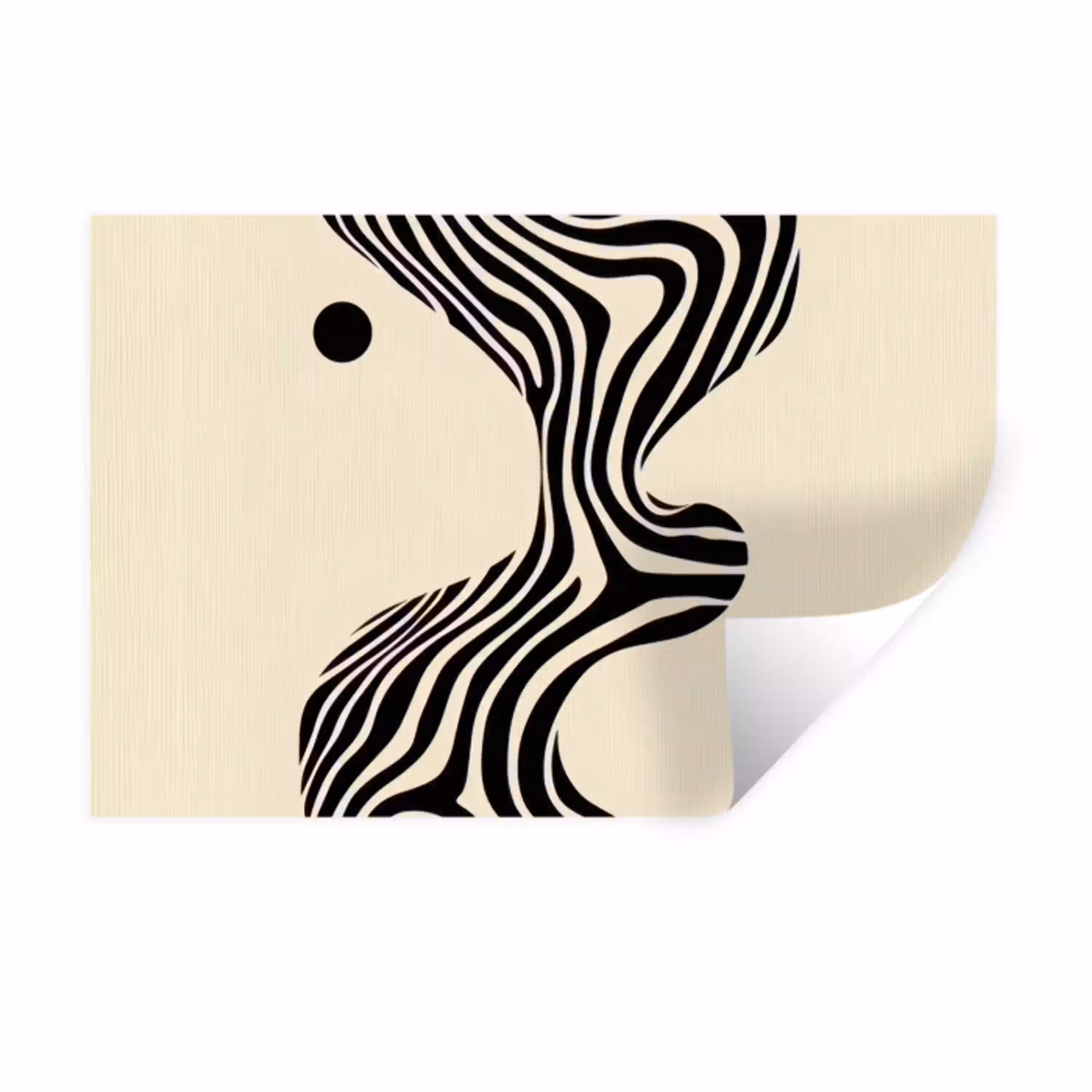 Beige - Lijnen - Golvend -  Abstract Muursticker klein -3d