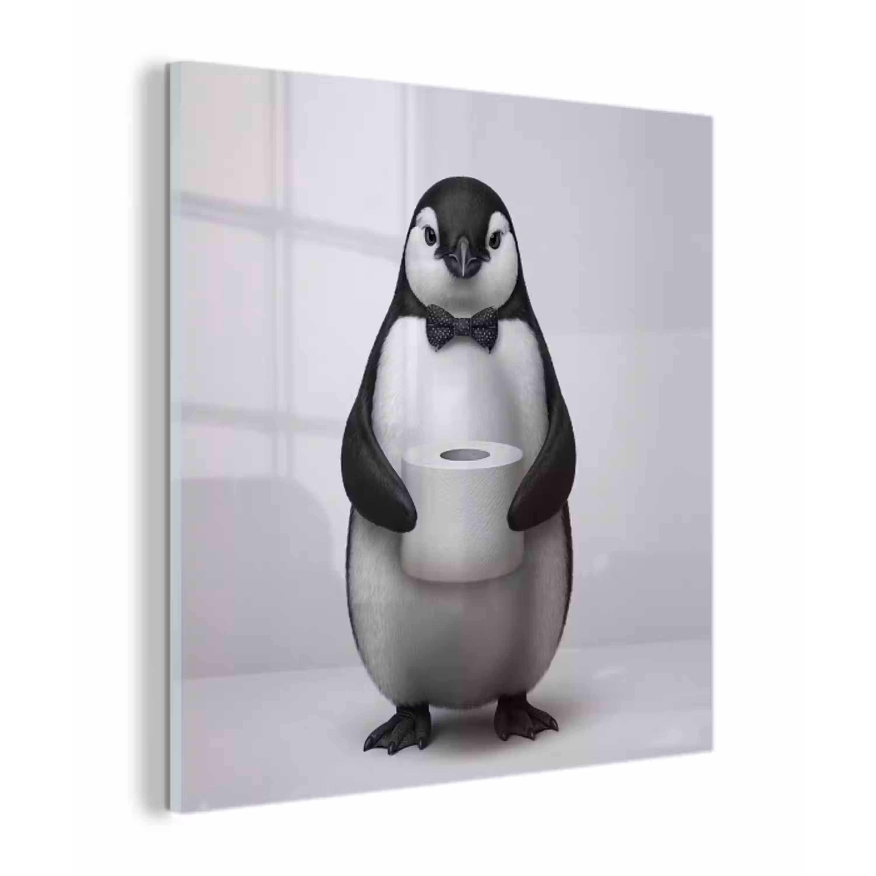 Pinguïn - WC rol - Wit plexiglas 5mm klein -z3d