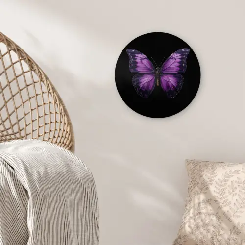 Vlinder - Paars - Levendig Wandcirkel kunststof plaat 5mm dik klein -sfeer5