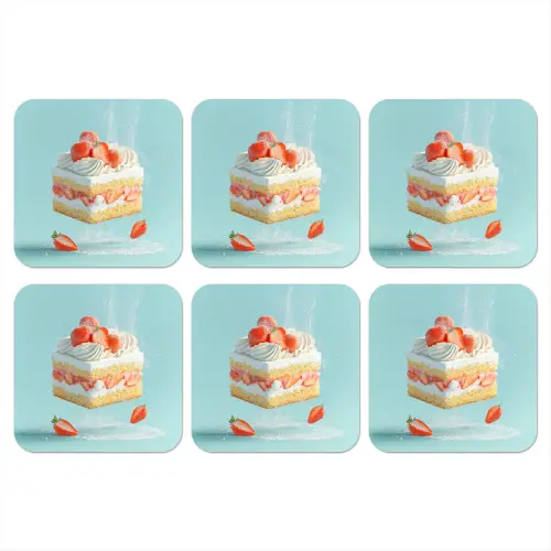 Slagroom - Taart - Blauw - Eten onderzetter kurk middel -3d