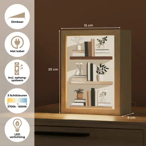 Plankjes - Boeken - Vaasjes - Planten Light Box met kabel (Tafellamp) klein -USP_NL