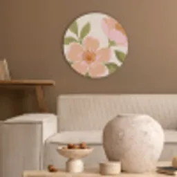Grafisch - Bloemen - Roze Akoestische PET Vilt - Rond klein -sfeer1
