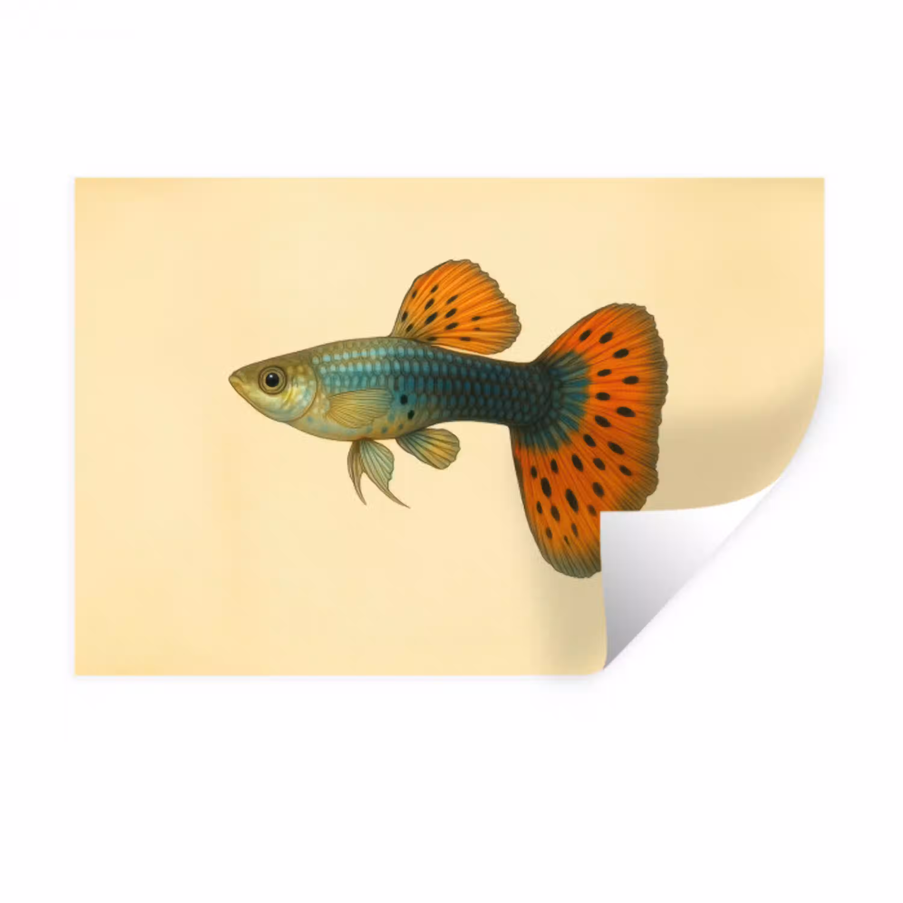Vis - illustratie - Stippen - Oranje Muursticker klein -3d