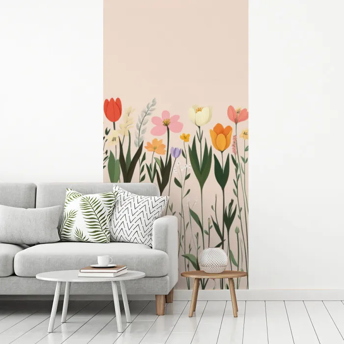 Pasteltinten - Bloemen - Illustratie fotobehang vinyl groot -woonkamer