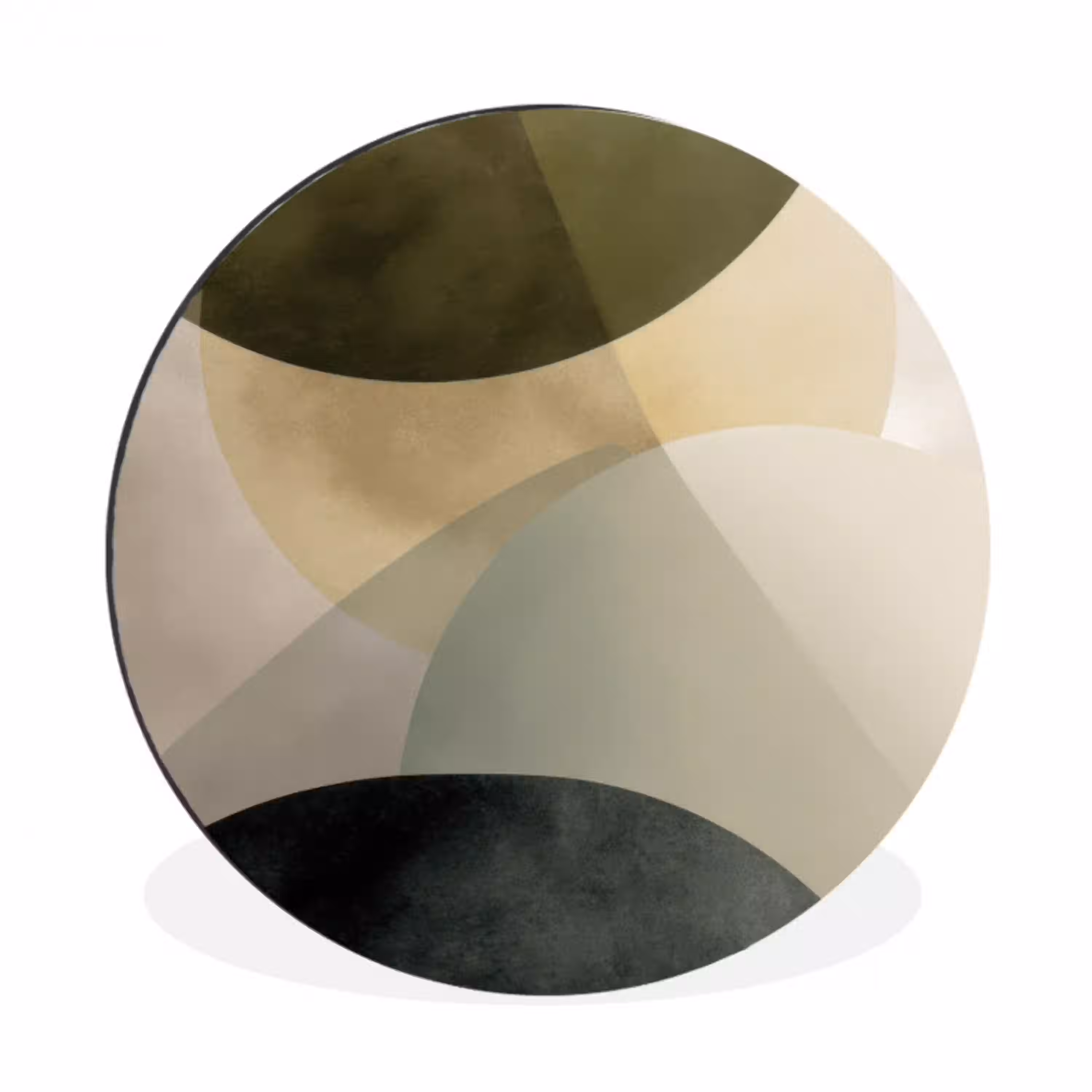 Vlakken - Abstract - Beige - Cirkels Wandcirkel aluminium klein -3d