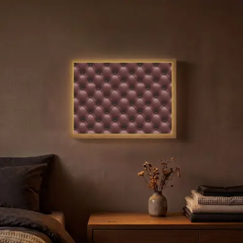 Leer - Patroon - Bordeaux Light Box met batterij (Wandlamp) middel 907 -sfeer4