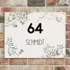 Bloemen - Beige - Modern Naambord Rechthoek middel -sfeer3