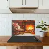Winter - Kerst - Huis - Openhaard keuken achterwand spatscherm klein -sfeer2