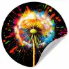 Paardenbloem - Graffiti - Kleurrijk - Bloemen - Natuur Wandcirkel behangsticker klein -3d