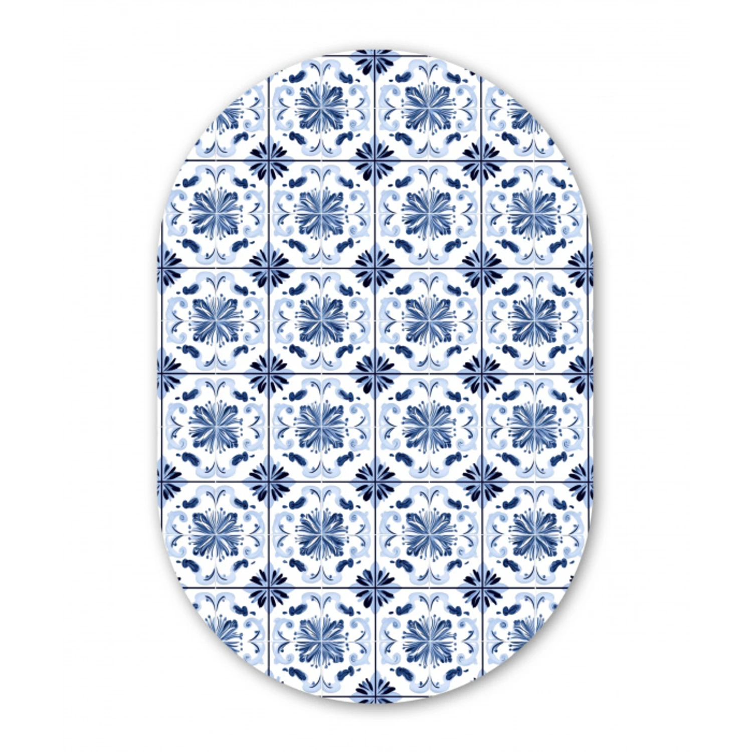 Patroon - Tegel - Blauw Wandcirkel Ovaal Forex klein 630 -3d