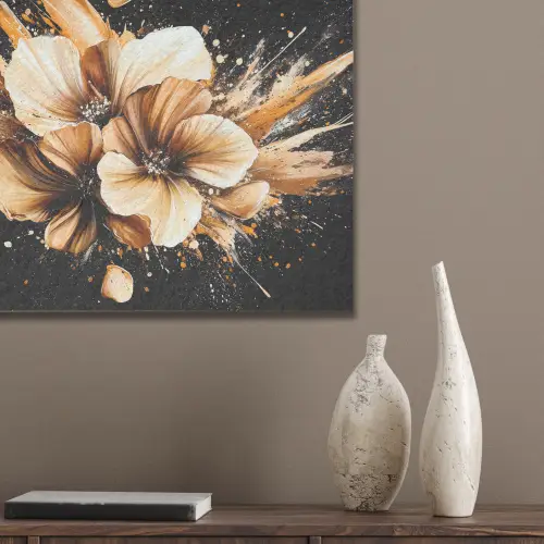 Bloemen - Goud - Graffiti - Zwart - Abstract PET vilt klein -sfeer6_closeup