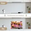 Bloemen - Paars - Bijen keuken achterwand spatscherm klein -voor_na_NL