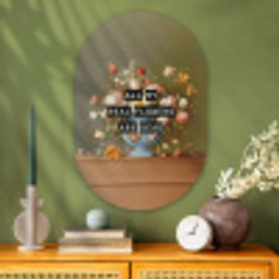 Bloem - Quote - Vintage - Art Wandcirkel Ovaal Glas middel -sfeer2