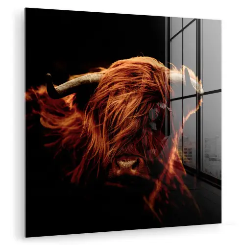 Schotse hooglander - Koe - Hoorns - Portret - Dieren plexiglas 5mm klein -zzzproduct_nieuw