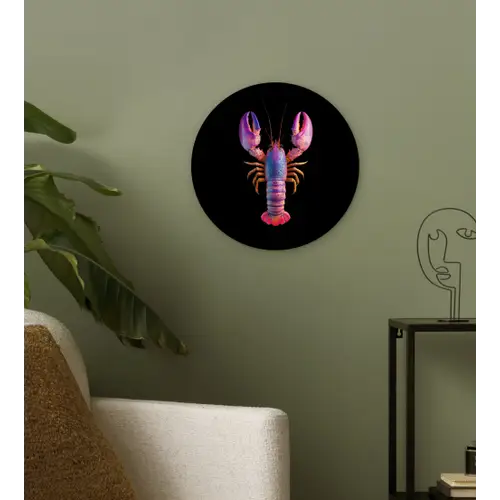Kreeft - Paars - Roze - Zwart - Stippen - Lila Wandcirkel kunststof plaat 5mm dik klein -sfeer3