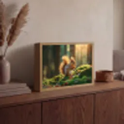 Eekhoorn - Nootje - Gras Light Box met batterij (Wandlamp) middel -sfeer2
