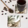 Gebouw - Palmbomen - Beige - Zon onderzetter kurk middel -sfeer2