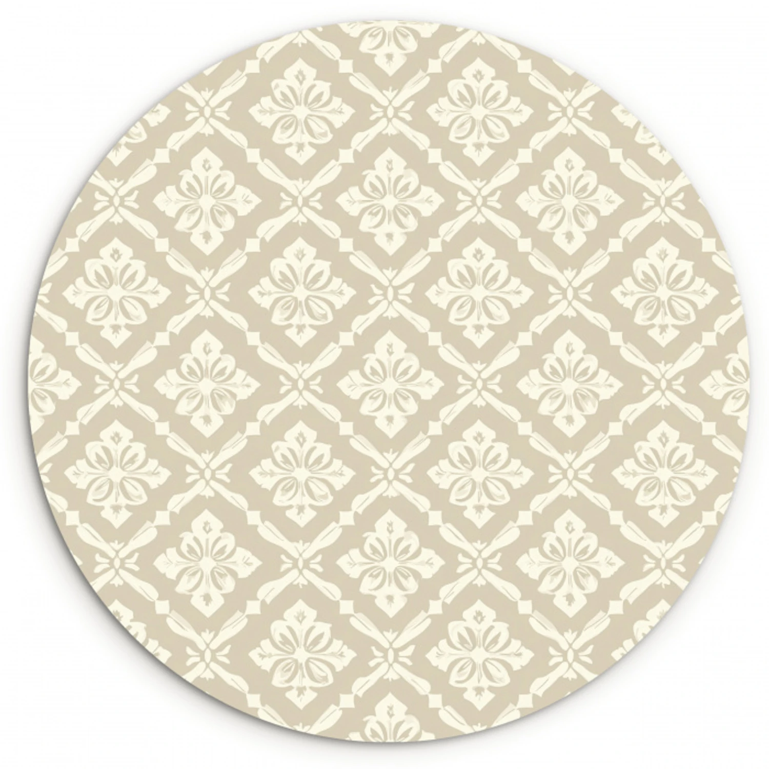 Floraal - Ornament - Beige Wandcirkel kunststof plaat 5mm dik klein 188 -3d