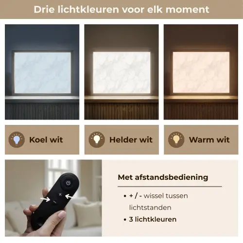 Minimalistisch - Wit - Grijze aders Light Box met batterij (Wandlamp) middel 907 -USP_lichtkleurNL
