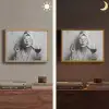 Vrouw - Masker - Wijn - Sigaret Light Box met batterij (Wandlamp) middel -sfeer3