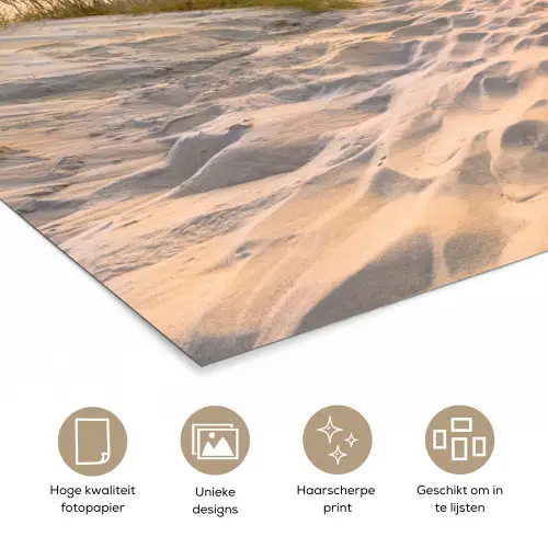 Duin - Zonsondergang - Horizon - Strand - Gras poster papier klein -closeup_NL