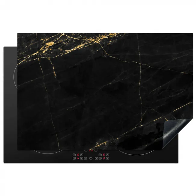 Gouden Bliksem in Ebbenhout Inductie beschermer vinyl 3mm klein -3d