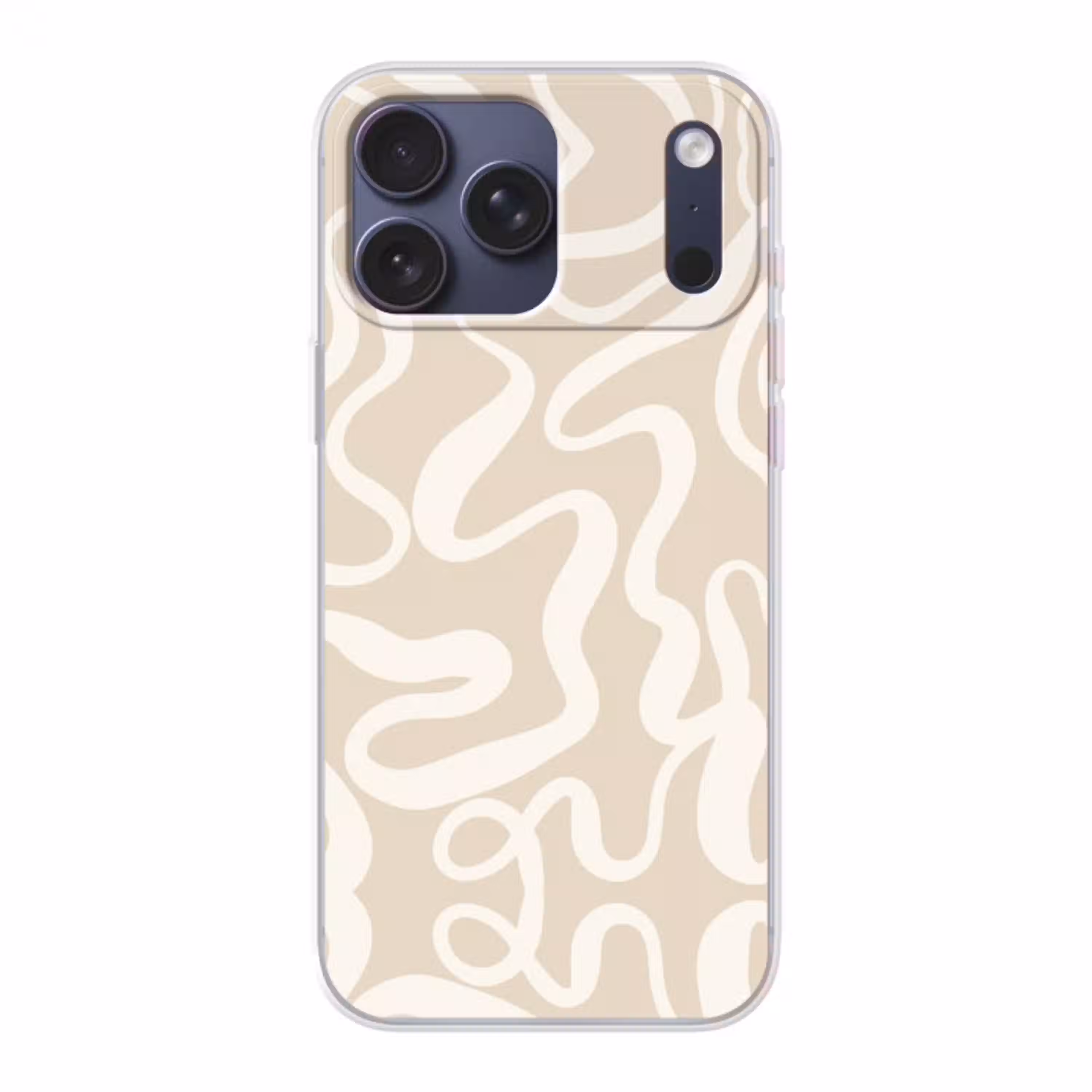 Lijnen - Abstract - Beige - Wit - Minimalistisch Telefoonhoesje iPhone 17 Pro Max klein -3d