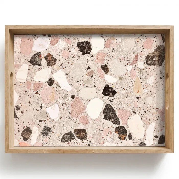 Licht - Roze - Terrazzo - Stenen Dienblad Rechthoek middel -z3d_shopping
