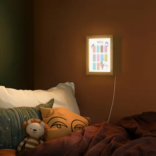 Tafels van vermenigvuldiging - Leren rekenen voor kinderen - Getallen oefenen - Dieren Light Box met kabel (Wandlamp kind) klein -sfeer1_kind