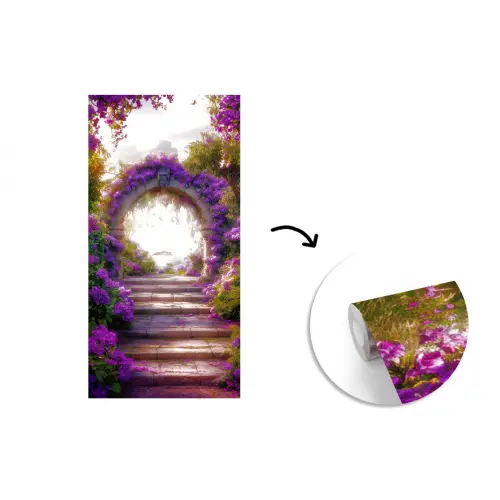 Poort - Paars - Bloemen fotobehang vinyl groot -3d