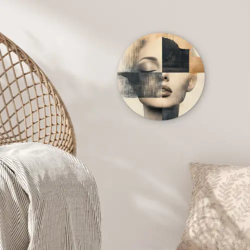 Goud - Vrouw - Rechthoeken Wandcirkel plexiglas klein -sfeer5