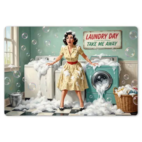 Retro - Blauw - Vrouw Placemat vinyl groot -zzsfeer1_Kitchenyeah-website