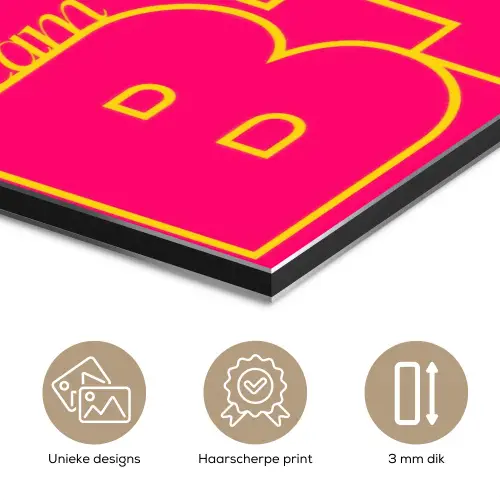 Minimalistisch - Roze - Dream big - Grafisch aluminium wit klein -closeup_NL