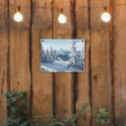 Winterlandschap - Natuur - Berg - Bomen - Sneeuw tuinposter los doek klein -sfeer1