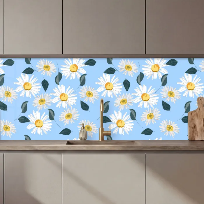 Madeliefjes - Blauw - Patroon keuken achterwand 2 middel 871 zz_3dshopping