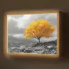 Boom - Geel - Natuur - Zwart wit Light Box met batterij (Wandlamp) middel -z3d_website