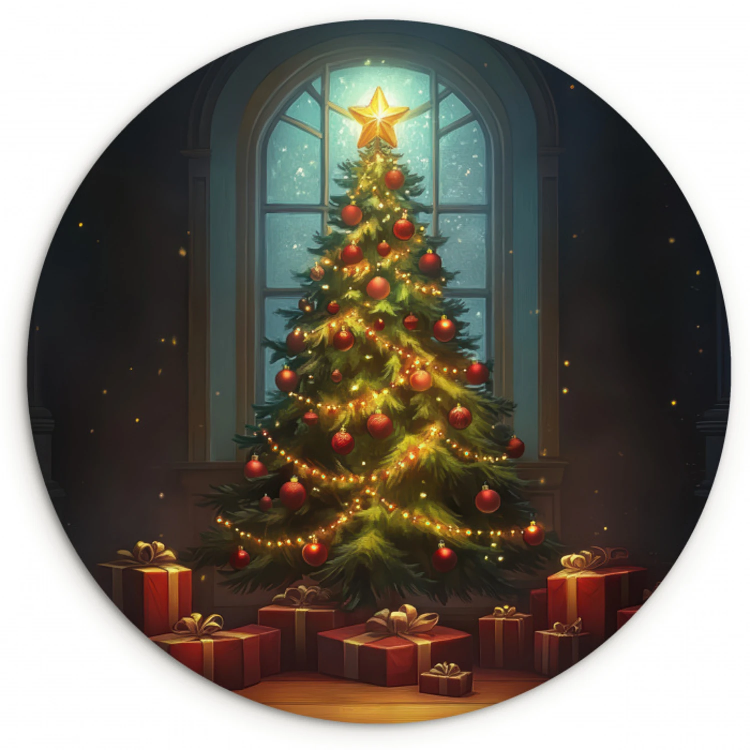 Kerstboom - Cadeau - Kerst - Winter Wandcirkel kunststof plaat 5mm dik klein -3d