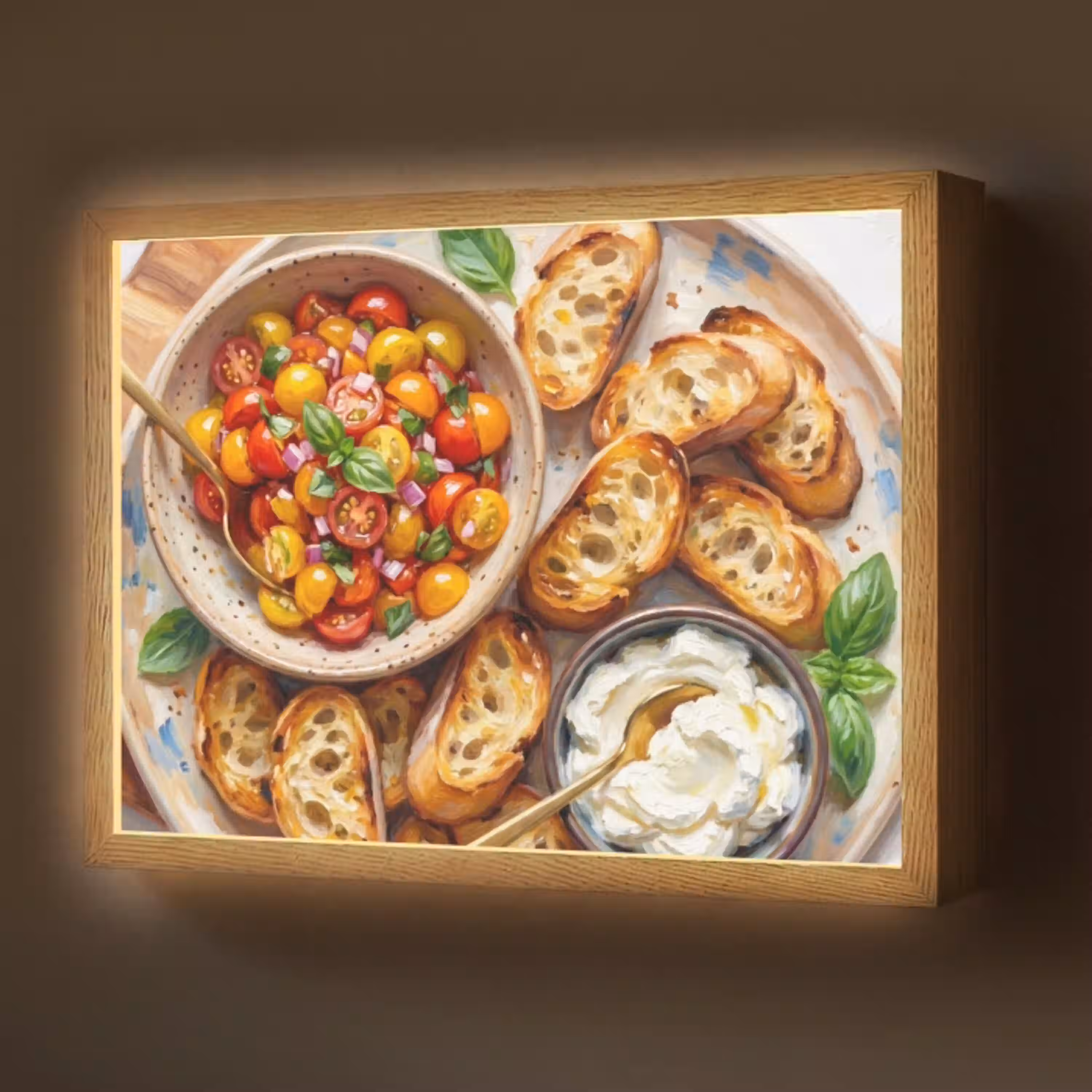 Eten - Tomaat - Brood - Kleurrijk - Keuken Light Box met batterij (Wandlamp) middel -z3d_website