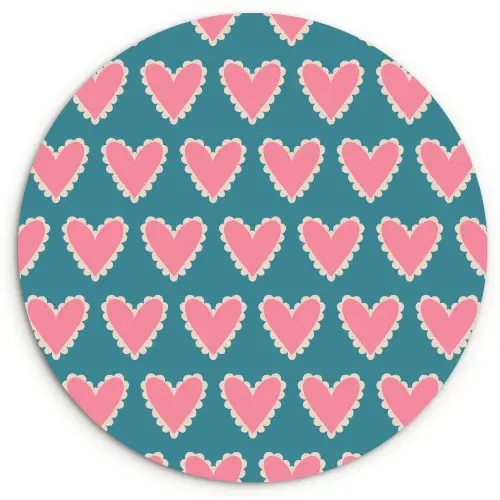 Retro - Hartjes - Patroon Wandcirkel plexiglas klein 852 -3d
